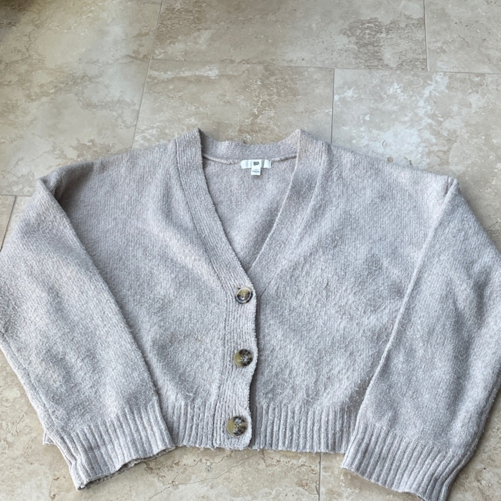 BP Beige Button-Up Cardigan